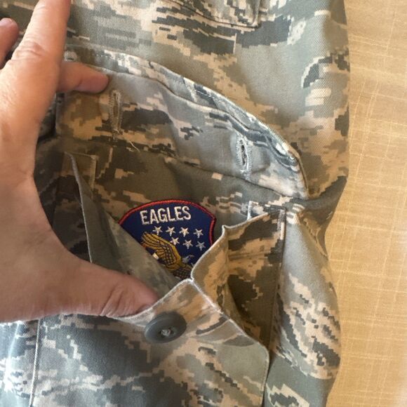 US Military Mens Green Camo Civil Air Patrol Field Button Down Jacket Distressed - Picture 12 of 12